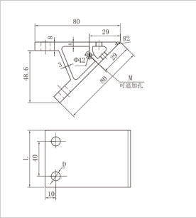 45度雙槽鋁型材角件二維圖 45度雙槽鋁型材角件二維圖